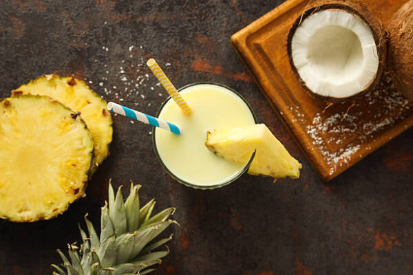 Fresh summer cocktail pina colada, fresh summer drink concept